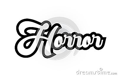 black and white Horror hand written word text for typography logo icon design Stock Photo