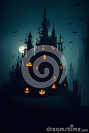 horror illustration scary background horror background ,ghost forest for halloween and atr illustration generative ai Cartoon Illustration