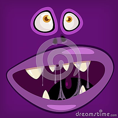 Horror Monster open mouth creepy and scary. Funny jaws teeths drool slime creatures expression monster characters Vector Illustration