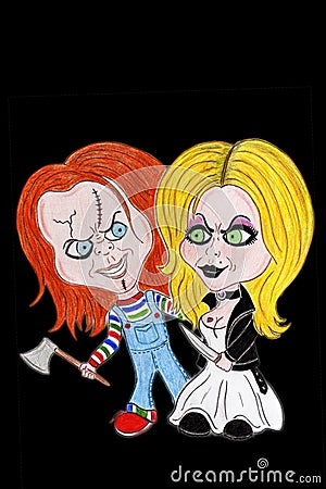 Horror Movie Dolls Drawing Stock Photo