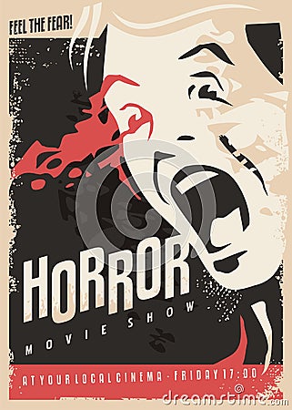 Horror movie show retro cinema poster design Vector Illustration