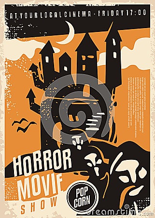 Horror movies fest poster design with shady hooded creatures Vector Illustration