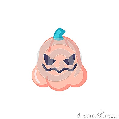 Horror pumpkin emoji flat icon Vector Illustration