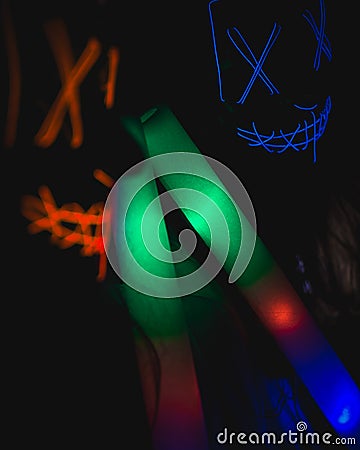 An horror purge led mask for halloween. Stock Photo