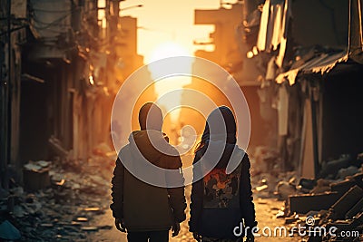 the horrors of war. The day that changed everything. Nothing will ever be the same. Destruction, death, loneliness, loss Stock Photo