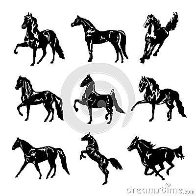 Horse Animal Silhouette Black Icon Flat Design Element Vector Illustration Vector Illustration