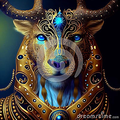 A horse with anubis style golden elegant Stock Photo