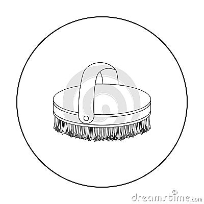 Horse body brush icon in outline style isolated on white background. Hippodrome and horse symbol stock vector Vector Illustration