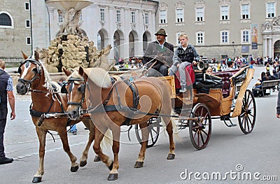 Horse and carriage at Kapitelplatz, Salzburg Editorial Stock Photo