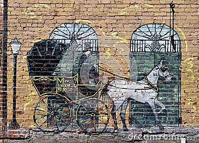 Horse and carriage mural Editorial Stock Photo