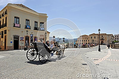 Horse carriage in Ronda, Malaga province, Andalusia, Spain Editorial Stock Photo