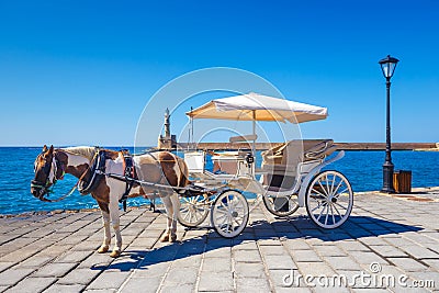 Horse carriage for transporting tourists Stock Photo