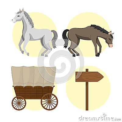 Horse and carriages Vector Illustration