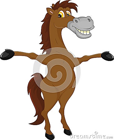 Horse cartoon waving Vector Illustration