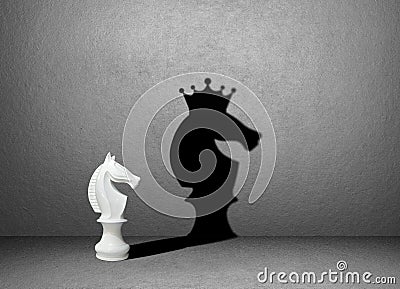 Horse chess shadow on wall, winner Stock Photo