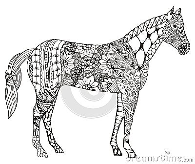 Horse chinese zodiac sign zentangle stylized, vector illustration Vector Illustration