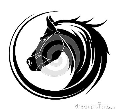 Horse circle tribal tattoo. Vector Illustration