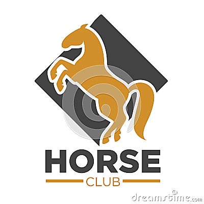 Horse club logotype with animal silhouette standing on two legs Vector Illustration