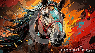 A horse with a colorful background Stock Photo