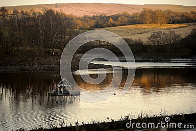 Horse Coppice Reservoir in Lyme Park, Stockport Cheshire England winter day. Stock Photo