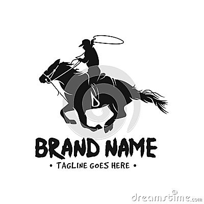 Horse and cowboy logo Vector Illustration