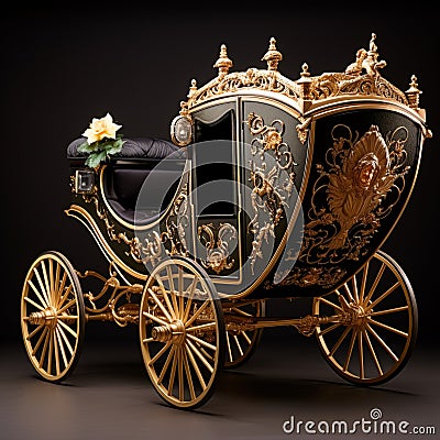 Horse-drawn carriage in art nouveau style with floral motifs Stock Photo