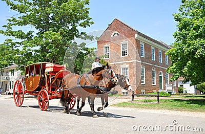 Horse drawn carriage tours in Williamsburg Editorial Stock Photo