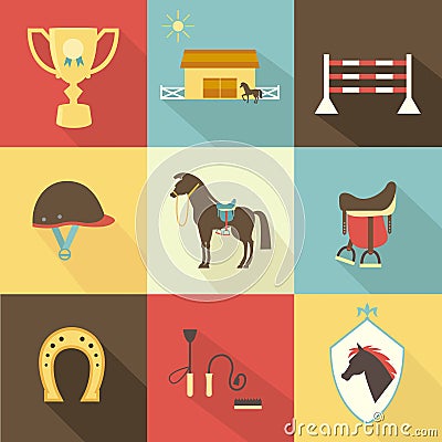 Horse and dressage icons Vector Illustration