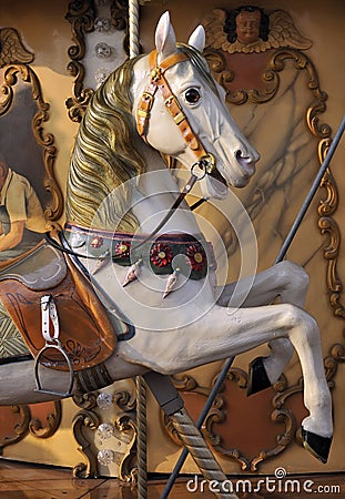 Horse on fairground carousel Stock Photo