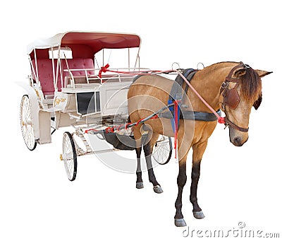 horse fairy tale carriage cabin isolated white background use for transport decoration object Stock Photo