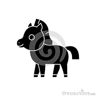 Horse foal cute icon, vector illustration, black sign on isolated background Vector Illustration