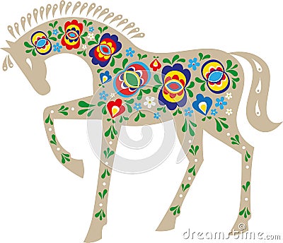 Horse with folk design Vector Illustration