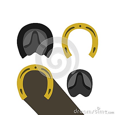 Horse footprints and horseshoes Vector Illustration