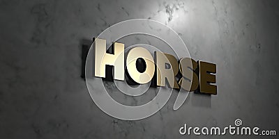 Horse - Gold sign mounted on glossy marble wall - 3D rendered royalty free stock illustration Cartoon Illustration