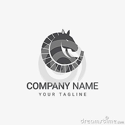 Horse Head Circle Hair Logo Stock Photo