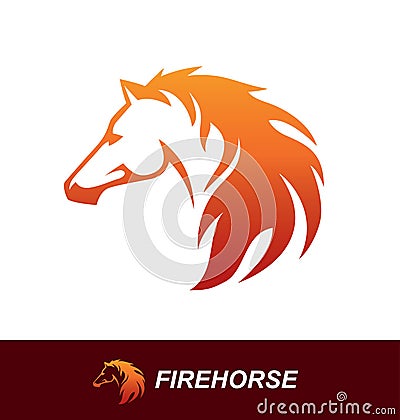 Horse head with a mane looking like a fire flame Vector Illustration