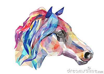 Horse head, mosaic. Trendy style geometric on white background. Vector Illustration