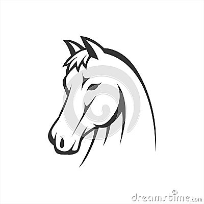 Horse head vector line art illustration. equestrian sport, or strong symbol. perfect for animal farm company Vector Illustration