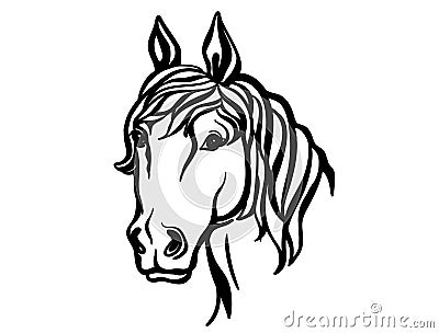 Horse head. Vector silhouette of printable file. Farm animal isolated on white Vector Illustration