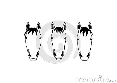 Horse heads group design Vector Illustration