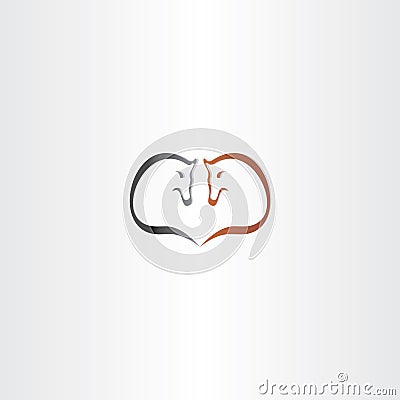 horse heart shape logo love icon vector Vector Illustration