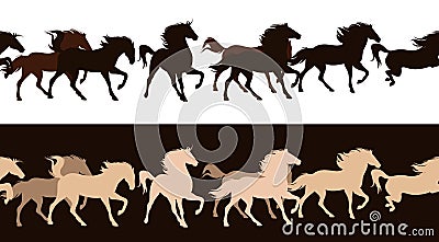 Horse herd vector Vector Illustration