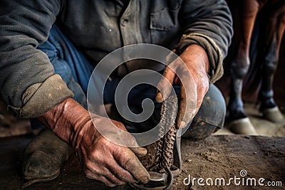 horse hoof preparation with farrier rasp Stock Photo