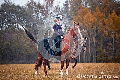 Horse-hunting with ladies in riding habit Editorial Stock Photo