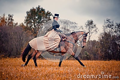 Horse-hunting with ladies in riding habit Editorial Stock Photo