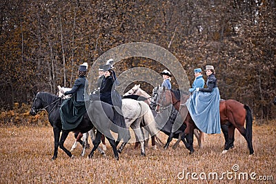 Horse-hunting with ladies in riding habit Editorial Stock Photo