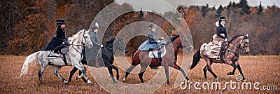 Horse-hunting with ladies in riding habit Editorial Stock Photo