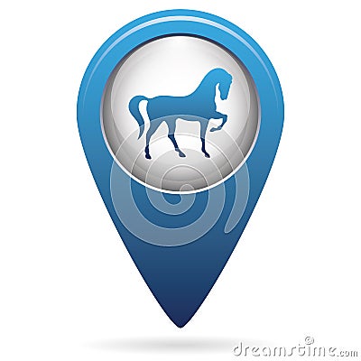 Horse icon on the map pointer Vector Illustration