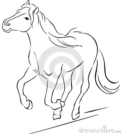 Horse Illustration Black Sketch Running - Vector Vector Illustration