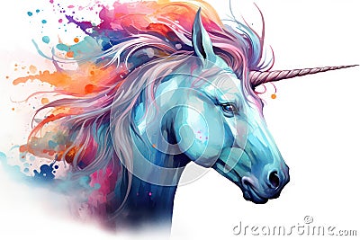 Horn white animal unicorn art horse background beauty fantasy wild magical Cartoon Illustration